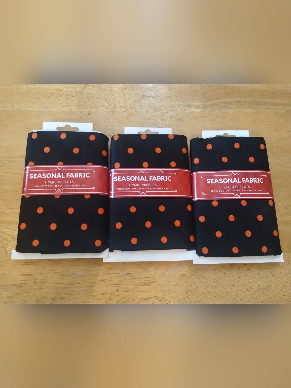 3pc Halloween Orange Polka Dot Fabric 1 Yard Cotton 36x44 Quilt Sewing Craft
